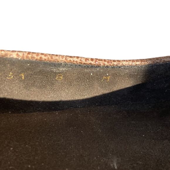 Brown Stuart Weitzman Faux Alligator Printed Wedges Art Deco Boho Western South - Picture 8 of 9